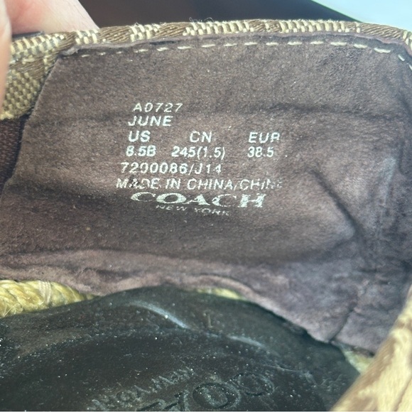 Coach Signature C Logo Brown Canvas Espadrille Flats Size 8.5B - Picture 7 of 12